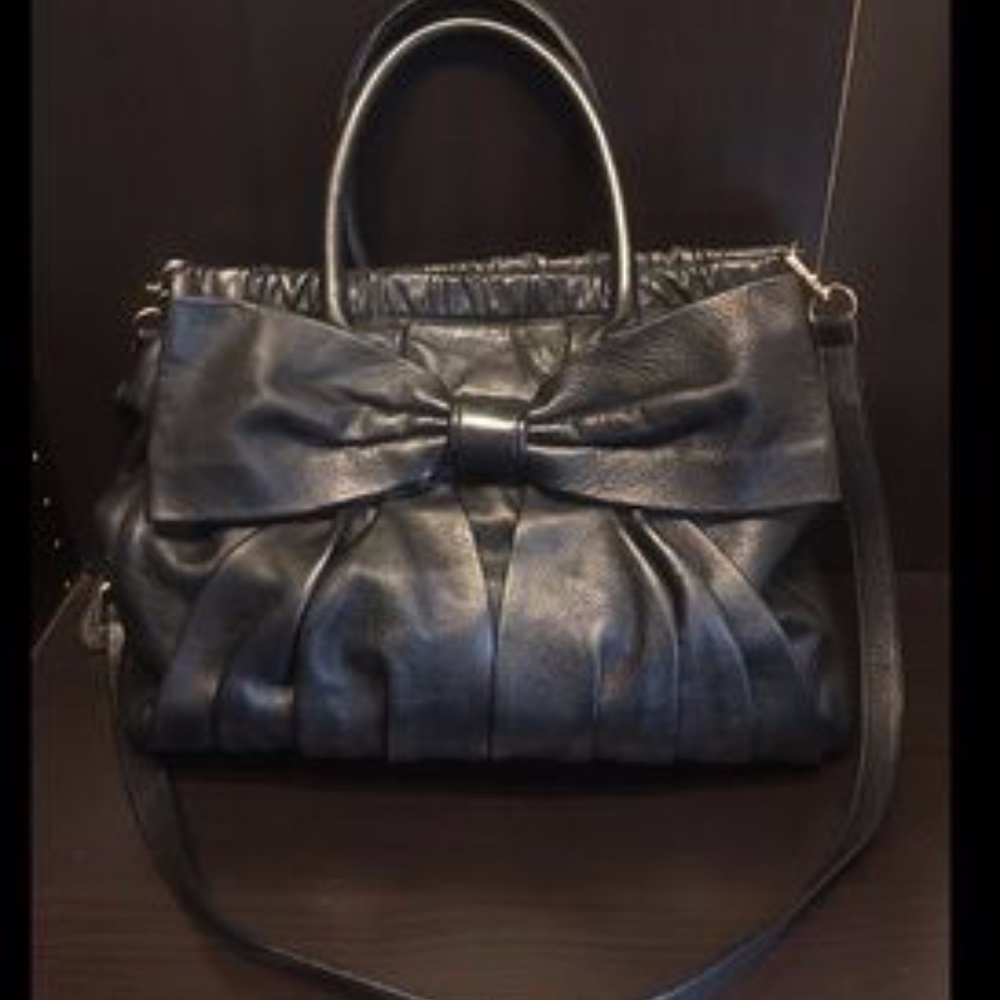 RED Valentino Bow Crossbody Black Leather Tote